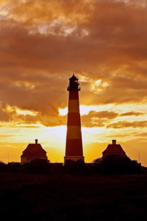 Westerhever Lighthouse at sunset