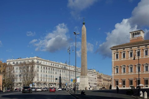 Piazza San Giovanni in Laterano Lateran Square with Egyptian obelisk from Circo Massimo Circus Maximus and Lateran Palace on the right