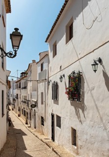 Narrow streets with white houses in Altea Old Town
