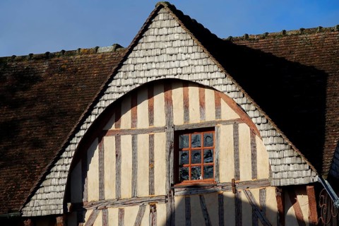 Gable of a half-timbered house on the Place du Chatel