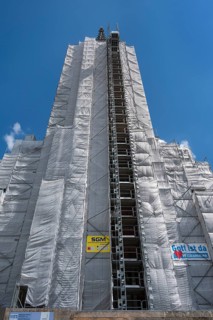 Enclosed Mariahilfkirche with outside lift