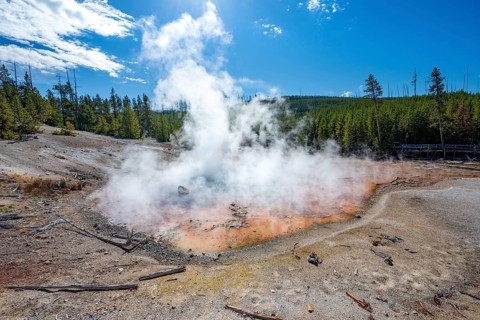 Steaming hot spring