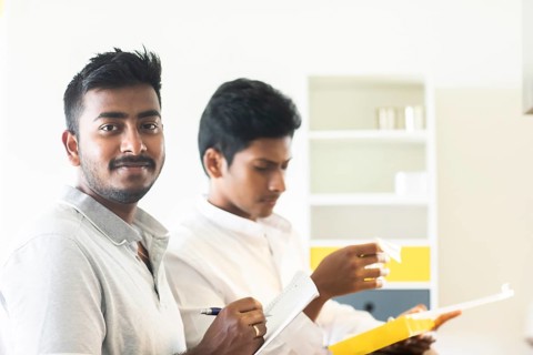 Students in an internship at the university