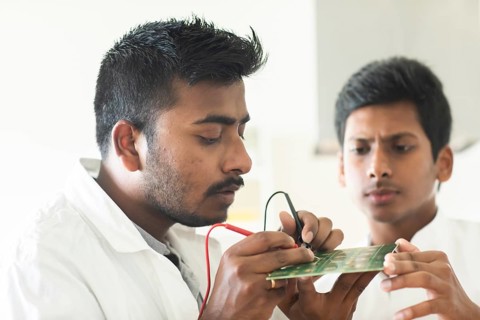 Students in an internship at the university