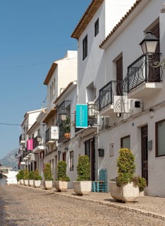 Narrow streets with white houses in Altea Old Town