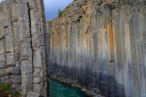 Basalt columns in Stuolagil Canyon