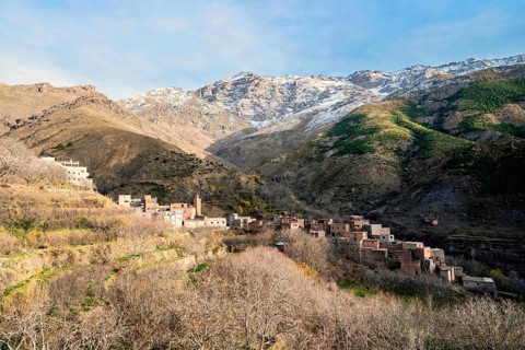 Small berber village located high in Atlas mountains