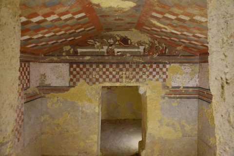 Burial chamber with frescoes