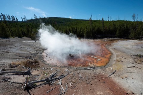 Steaming hot spring