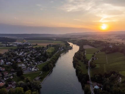 View over the Rhine at sunset