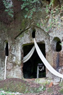 Etruscan tombs carved in tufa