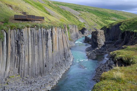 Stuolagil Canyon and viewing platform