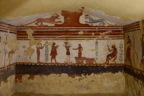 Tomba dei Giocolieri Tomb of the Jugglers or Tomb of the Jugglers with frescoes from the 6th century BC