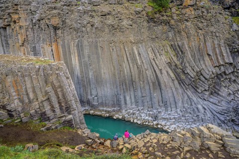 Basalt columns in Stuolagil Canyon