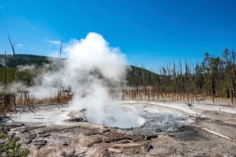 Steaming hot spring