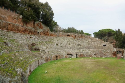 Roman amphitheatre carved out of the tufa