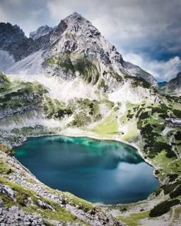 Blue lake with mountains