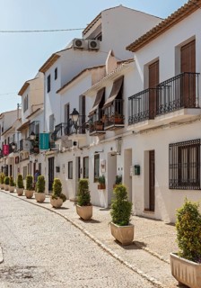 Narrow streets with white houses in Altea Old Town
