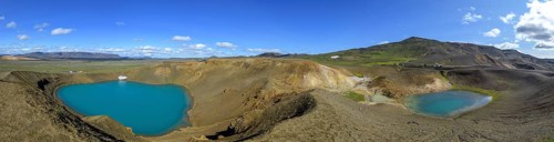 Crater lake Viti with secondary crater