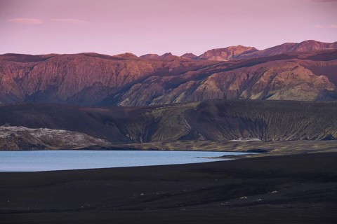 Lake and mountains in the evening light