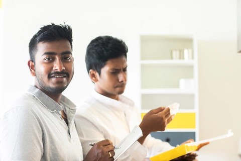 Students in an internship at the university