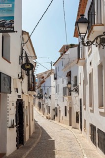 Narrow streets with white houses in Altea Old Town