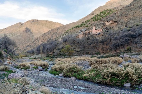 Small berber village located high in Atlas mountains