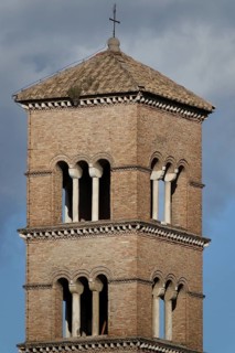 Bell tower of the Dominican convent church of San Sisto Vecchio near the Baths of Caracalla