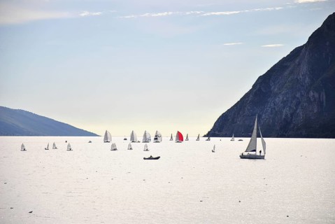 Lake Garda with sailing boats