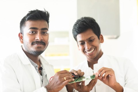 Students in an internship at the university