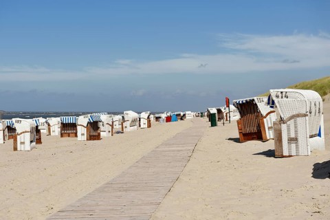Beach chairs on the bathing beach
