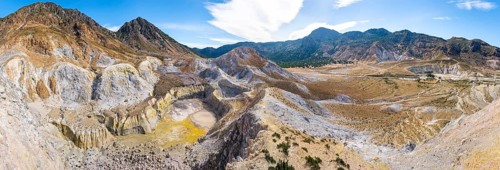 Caldera volcano with pumice fields