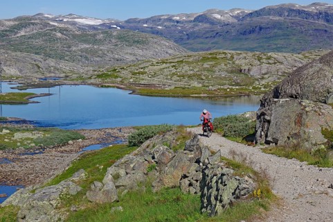 Cyclists on an old path
