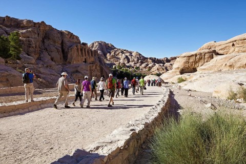 Tourists on their way to the Siq