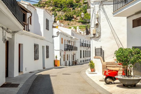 Picturesque town of Frigiliana located in mountainous region of Malaga