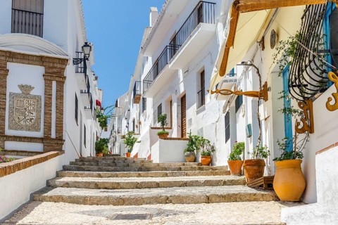 Picturesque town of Frigiliana located in mountainous region of Malaga
