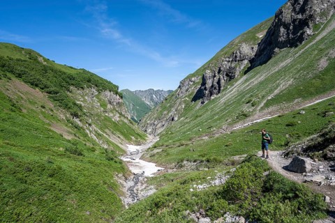 Hiker on hiking trail