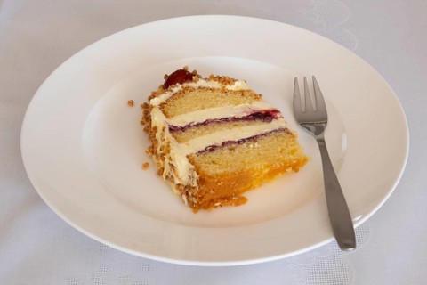 Plate with piece of cake