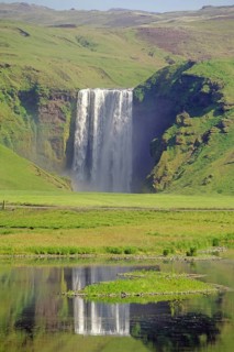 Masses of water plunge vertically into the depths