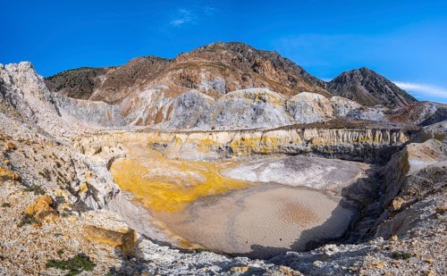 Caldera volcano with pumice fields