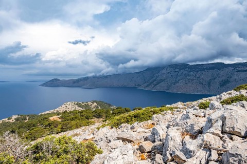 View over the island and coast to the sea