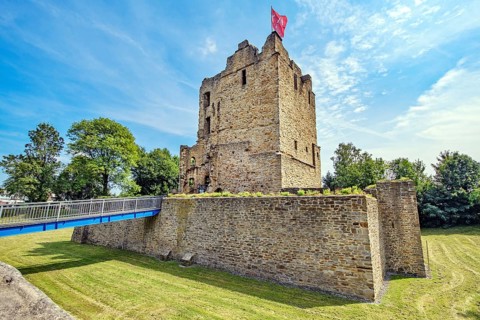 Ruin of partially reconstructed former moated castle Altendorf from the Middle Ages