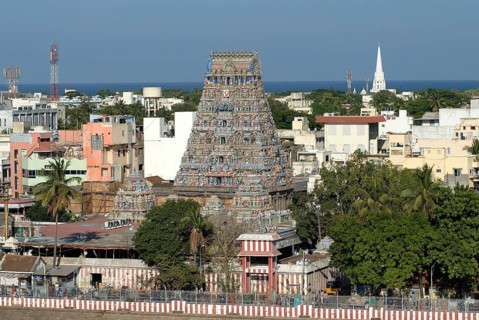 Bird's eye view of the Chennai city & Kapaleeshvara temple in Mylapore