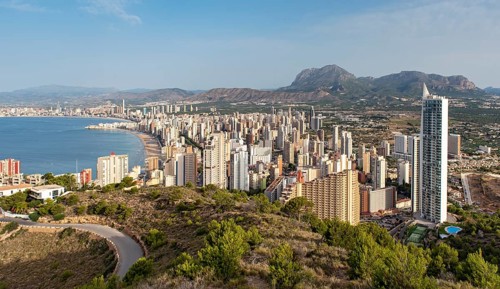 Skyscrapers of Benidorm as seen from La Creu (Cross) mountain