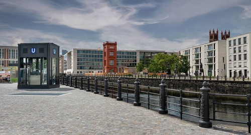 The newly designed Schinkelplatz on the Spree in Berlin