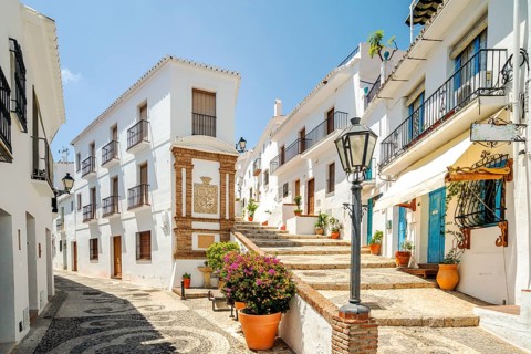 Picturesque town of Frigiliana located in mountainous region of Malaga