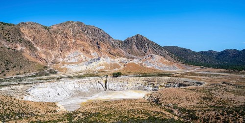 Caldera volcano with pumice fields