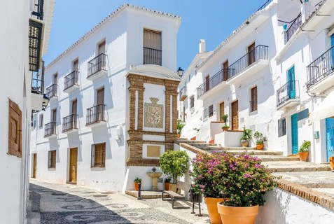 Picturesque town of Frigiliana located in mountainous region of Malaga