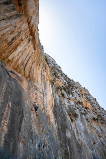 Climbing on a rock face