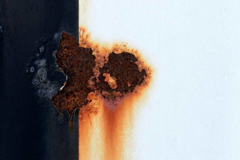 Rust stain on a metal plate